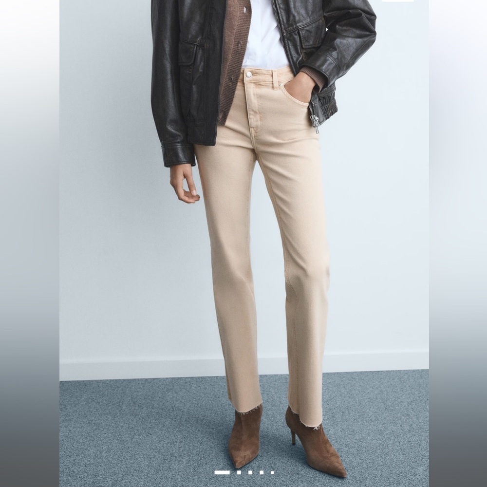 Mango Women's Tan Straight Leg Jeans